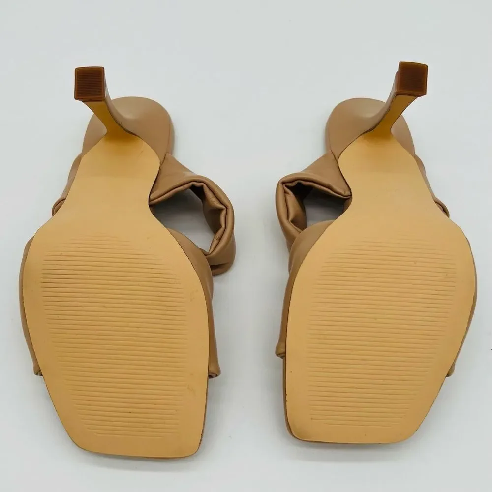 New! NINE WEST Women’s Sashah 3 Heeled Dress Sandals Light Natural - Picture 16 of 16